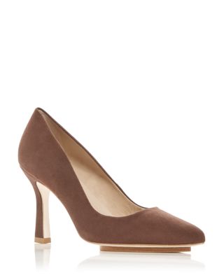 tan suede pumps low heel