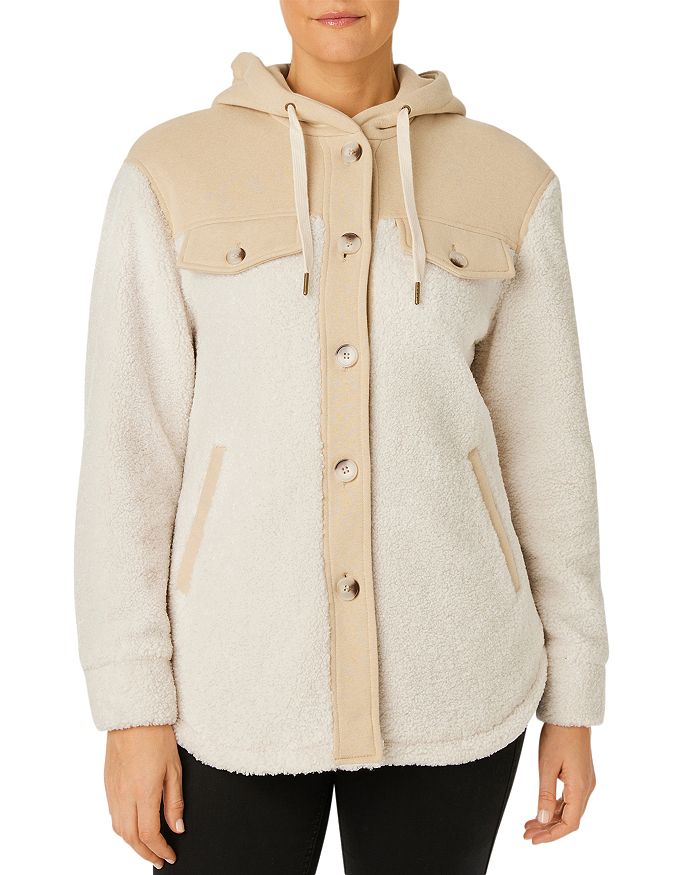 Sanctuary Mixed Media Hooded Shirt Jacket Bloomingdale's