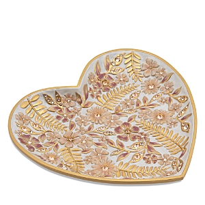 Shop Jay Strongwater Aria Floral Heart Trinket Tray In Boudoir