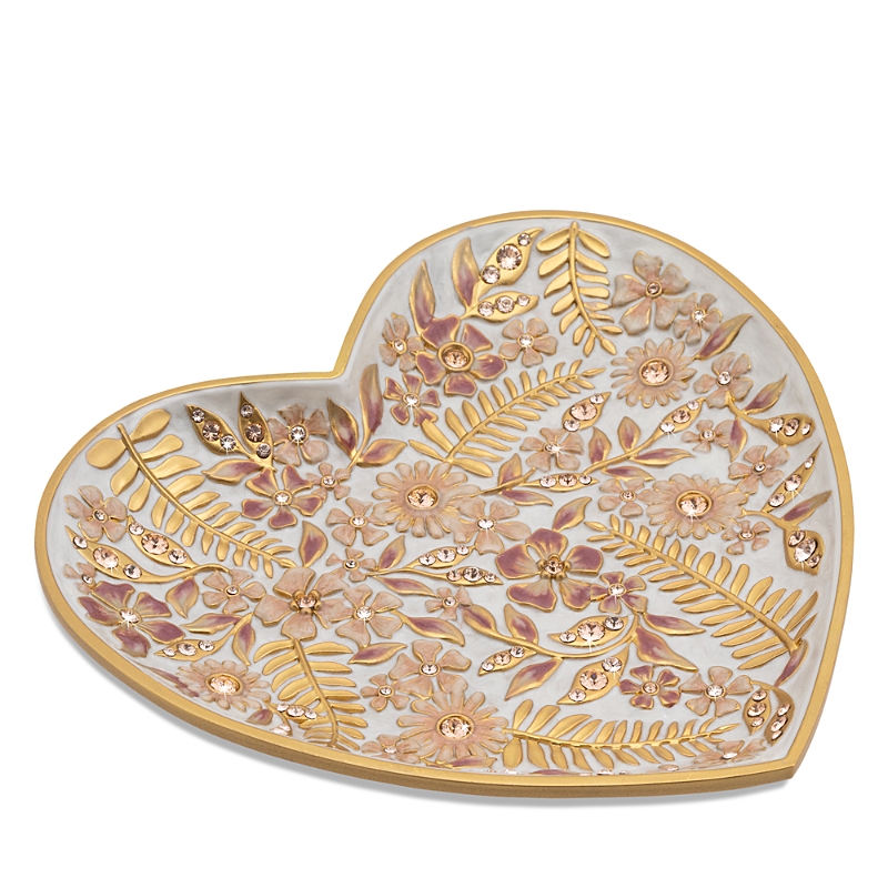 Jay Strongwater Boudoir Floral Heart Trinket Tray In Boudoir