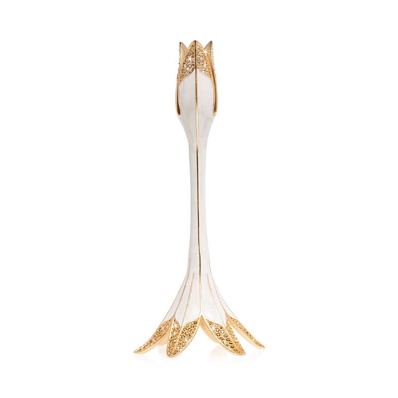 Jay Strongwater Tulip Candle Stick Holder, Medium In White