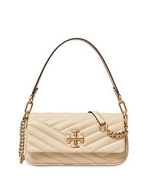 Tory Burch Kira Small Chevron-quilt Flap Shoulder Bag In New Cream/rolled Gold