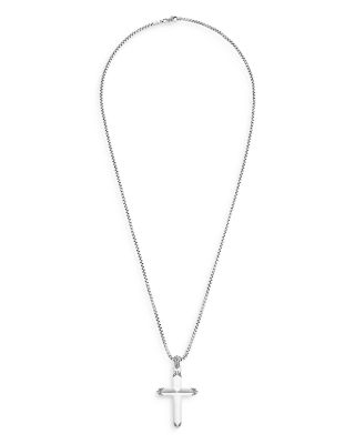 Men's Sterling Silver Classic Chain Cross Pendant Necklace, 22"