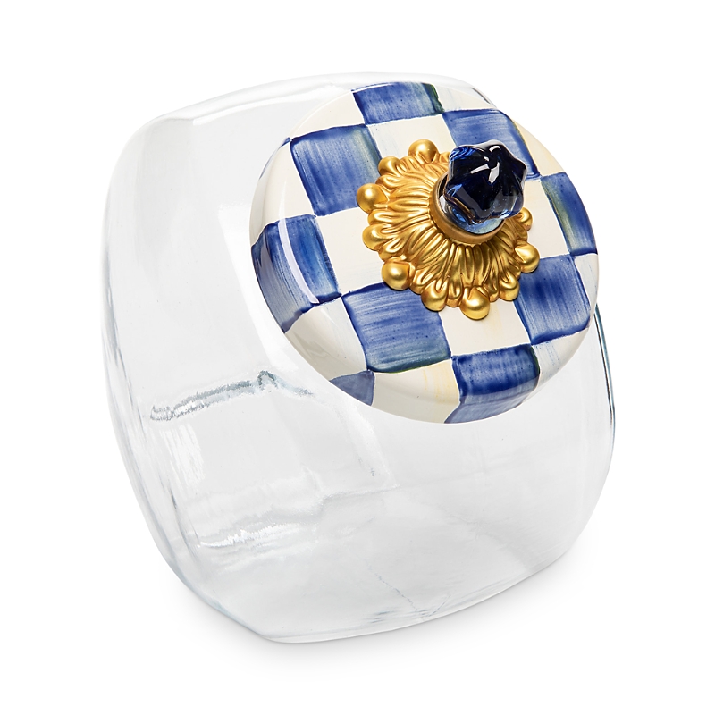 Mackenzie-childs Sweets Jar With Royal Check Lid In Blue/white