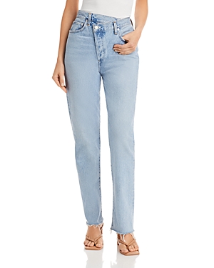 Agolde Criss Cross High-rise Distressed Straight-leg Jeans In Dimension