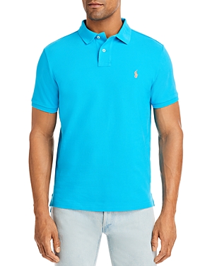 Polo Ralph Lauren Custom Slim Fit Mesh Polo Shirt In Cove Blue