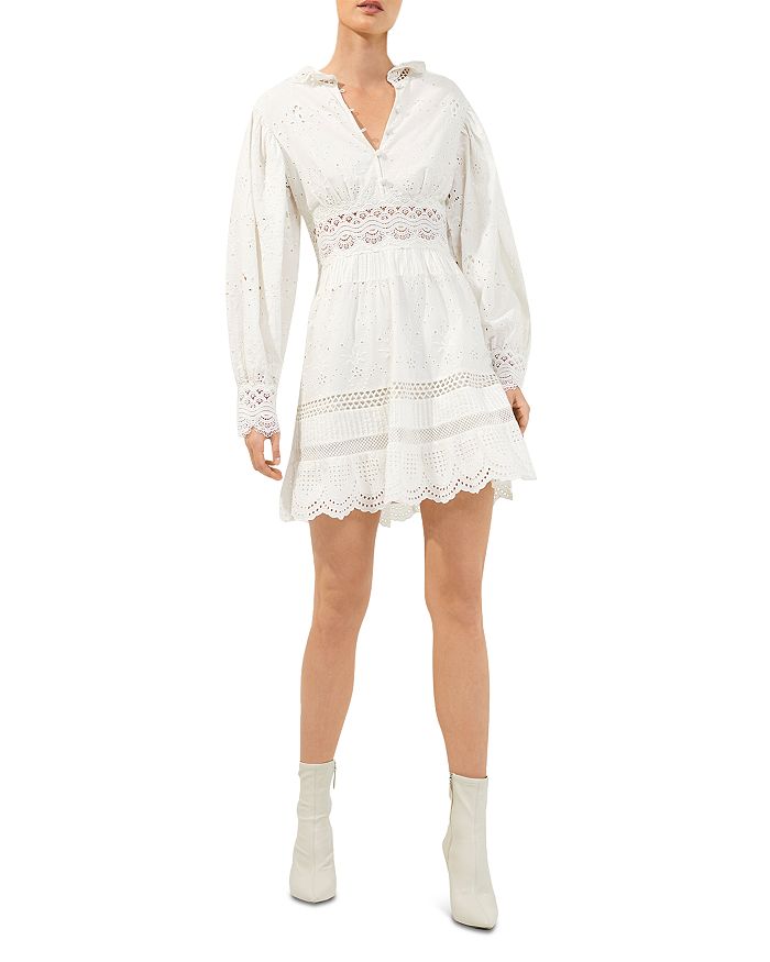 FRENCH CONNECTION Biton Balloon Sleeve Broderie Mini Dress | Bloomingdale's