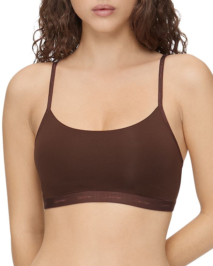 Sexy Knitted Camisole Brown Bra With Chest Pads Slim Fit, Stretchy