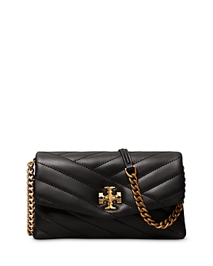 Tory Burch Kira Wallet On Chain In Black/rolled Gold