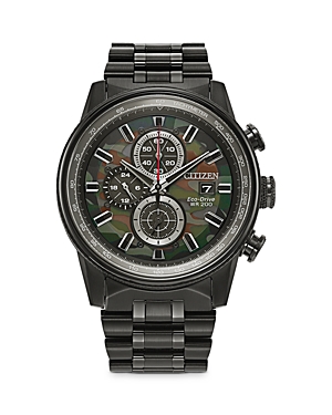Citizen Eco-Drive Camo Nighthawk Chronograph Stainless Steel Watch, 43mm