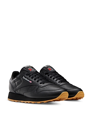 Shop Reebok Men's Classic Lace Up Sneakers In Black