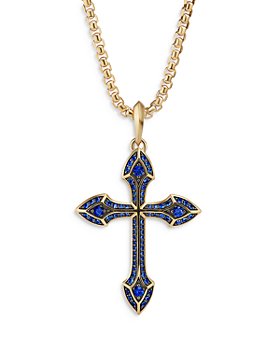 David Yurman - Men's 18K Yellow Gold Amulets Blue Sapphire Pavé Cross Pendant
