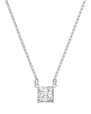 Shop Swarovski Attract Square Crystal Pendant Necklace In Silver Tone, 14.87-16.87