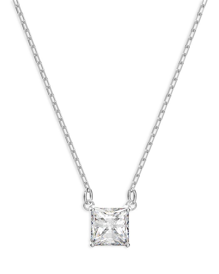Swarovski Attract Square Crystal Pendant Necklace in Silver Tone, 14.87 ...