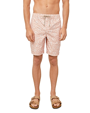 Rails Men's Kian Shadow Palms Wide-leg Swim Shorts In Serenity Dusty Rose