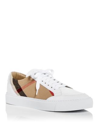 Burberry salmond leather and clearance fabric sneakers