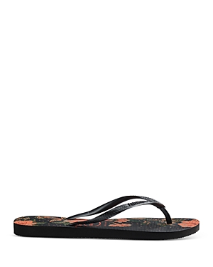 HAVAIANAS HAVAIANAS WOMEN'S SLIM ORGANIC FLORAL PRINT RUBBER FLIP FLOPS
