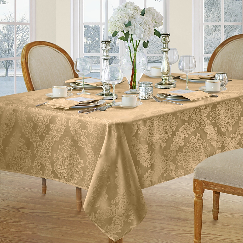 Villeroy & Boch Elrene Barcelona Jacquard Damask Square Tablecloth, 52 X 52 In Gold