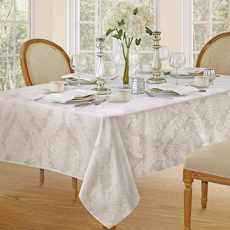 Villeroy & Boch Elrene Barcelona Jacquard Damask Square Tablecloth, 52 X 52 In White