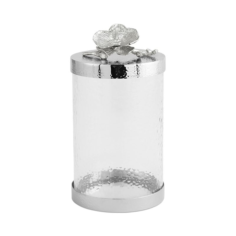 Michael Aram Medium White Orchid Canister In Silver