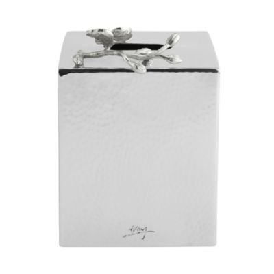White Orchid Tissue Box Holder