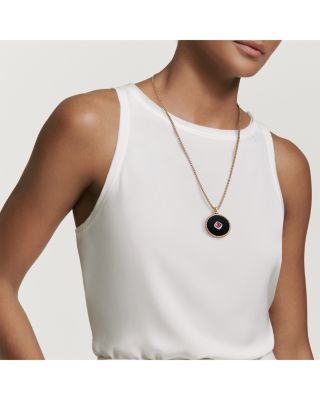 DY Elements&reg; Disc Pendant in 18K Yellow Gold with Cacholong, Peridot and Pav&eacute; Diamonds