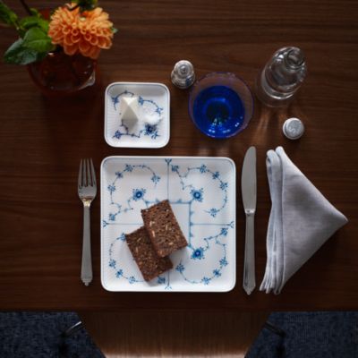 Blue Fluted Plain Large Square Plate