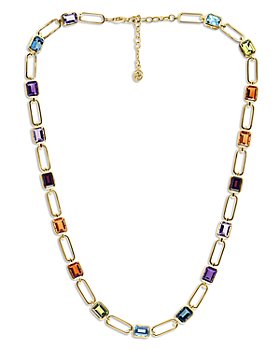 Bloomingdale's - Multi Gemstone Paperclip Link Statement Necklace in 14K Yellow Gold, 16-18" - 100% Exclusive