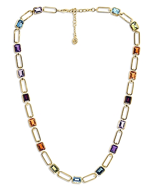Bloomingdale's Multi Gemstone Paperclip Link Statement Necklace In 14k Yellow Gold, 16-18 - 100% Exclusive In Multi/gold