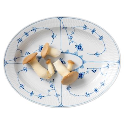 Blue Fluted Plain Oval Platter, 14.25"