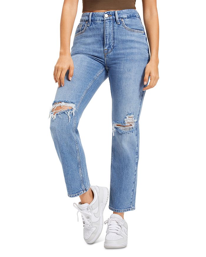 Good American 90s Cropped Straight Leg Icon Jeans in I068 | Bloomingdale's