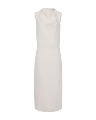 knee length dresses for ladies Ondine White Cowl-Neck Pencil Midi Dress (Final Sale-US Only)