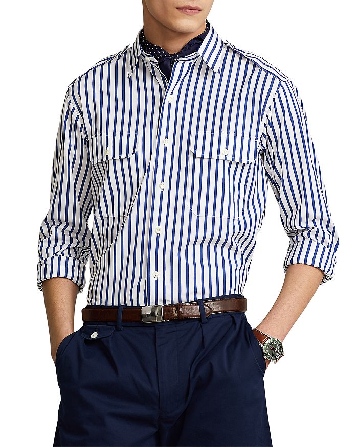 Polo Ralph Lauren Cotton Poplin Stripe Custom Fit Button Down