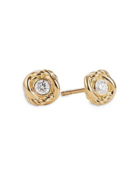 David Yurman - 18K Yellow Gold Crossover Infinity Stud Earrings With Diamonds