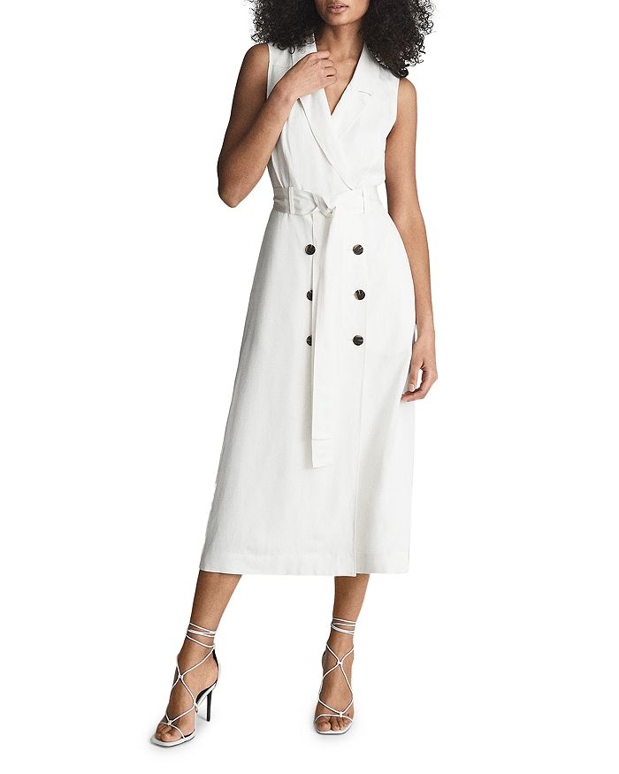 REISS Mariah Belted Double Breasted Sleeveless Dress | Bloomingdale's