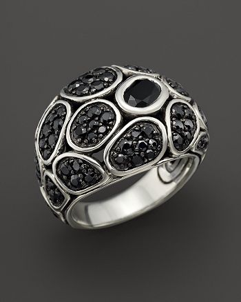 John Hardy Kali Pebble Sterling Silver Black Chalcedony And Black Sapphire Lava Small Dome Ring Bloomingdale S