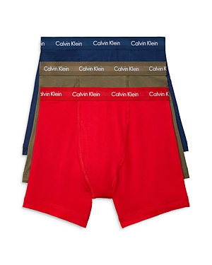 Calvin Klein Cotton Stretch Moisture Wicking Boxer Briefs, Pack Of 3 In Aspen Berry Sangria Lake Crest Blue