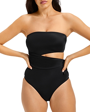 Good American Strapless Side Tie One Piece Swimsuit