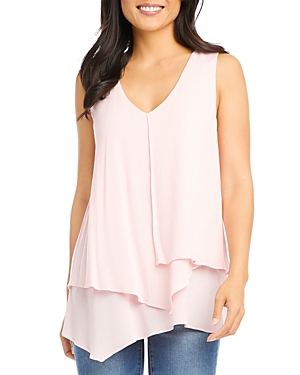 Karen Kane V-neck Layered Asymmetrical Tank In Mau