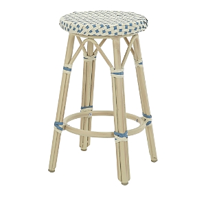 Sparrow & Wren Kindry Faux Rattan Outdoor Counter Stools, Set Of 2 In Blue