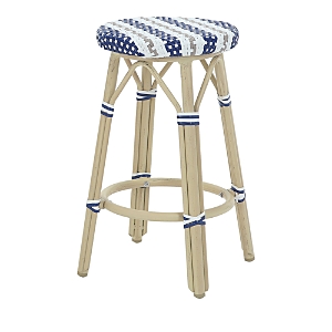Sparrow & Wren Kindry Faux Rattan Outdoor Counter Stools, Set Of 2 In Navy