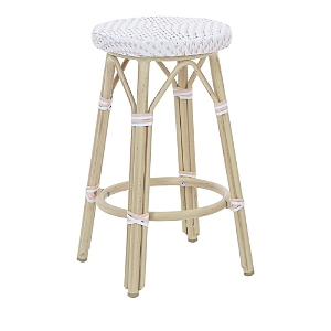 Sparrow & Wren Kindry Faux Rattan Outdoor Counter Stools, Set Of 2 In White