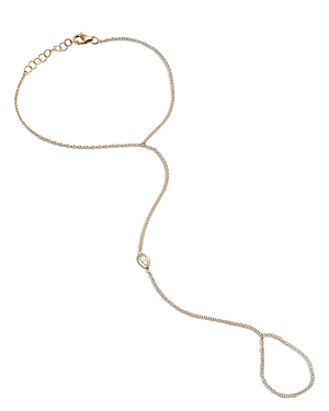 Zoe Lev 14K Yellow Gold Diamond Pear Shape Bezel Hand Chain Bracelet