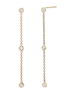 Shop Zoe Lev 14k Yellow Gold Diamond Bezel Linear Drop Earrings