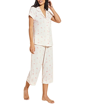 Eberjey Gisele Floral Print Capri Pajama Pants Set In Tulip-off White/lilac