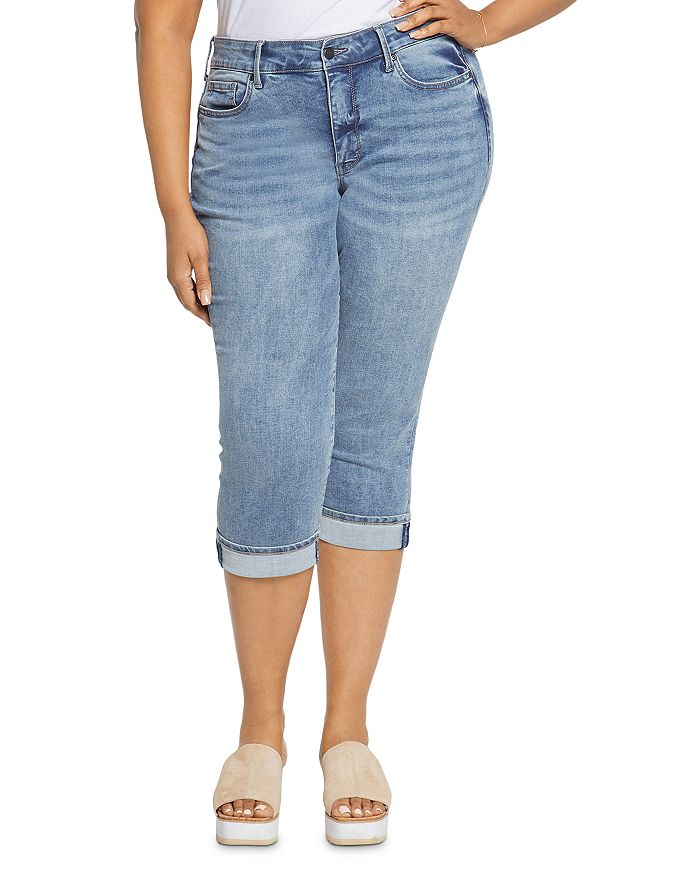 Women's Straight Cropped High Rise Cuffed Jeans