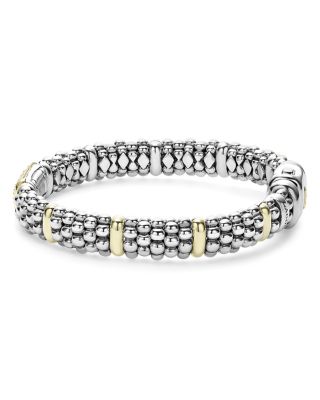 18K Yellow Gold & Sterling Silver Signature Caviar Pink Sapphire Pav&eacute; Link Bracelet