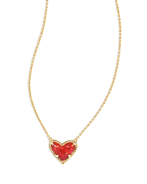 Kendra Scott Ari Heart Short Pendant Necklace, 15 In Red Kyocera Opal