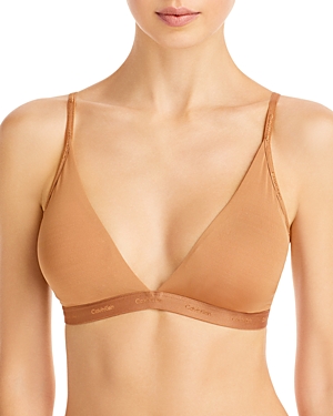 Shop Calvin Klein Form To Body Lightly Lined Triangle Bralette In Sandalwood