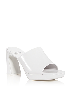 Jeffrey Campbell Women's Caviar Platform High Heel Slide Sandals In White Patent